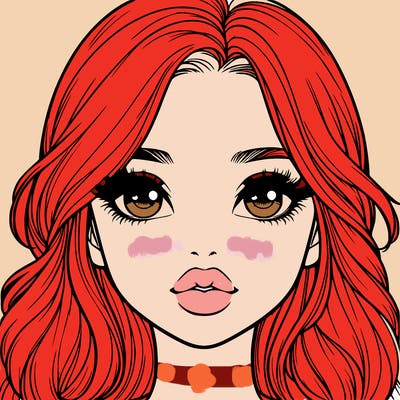 realistic girl with cute hair and lips