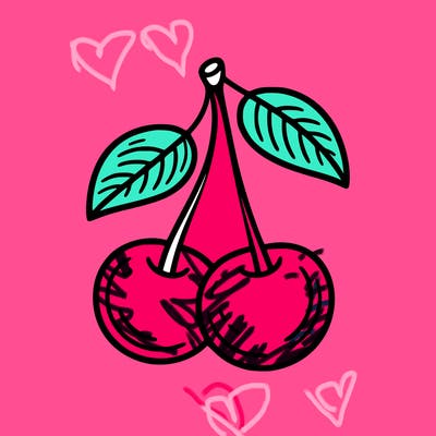 cherry, line art simple