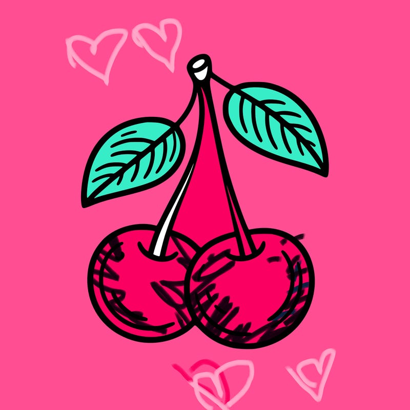 cherry, line art simple