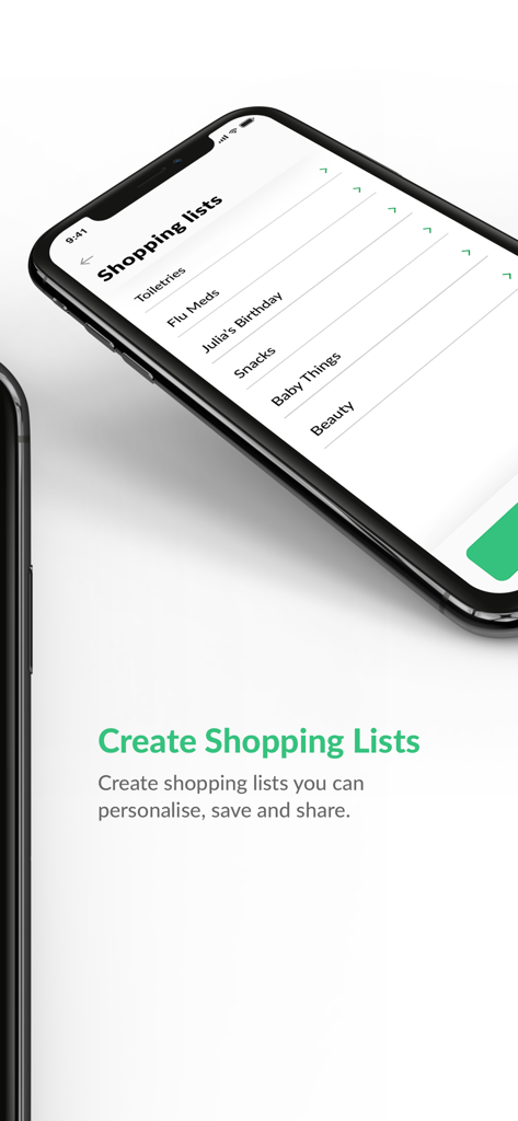 A smartphone showing the Dis-Chem app interface with various personalized shopping lists like flu meds and baby items