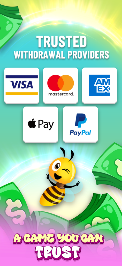 Bingo Honey: Win Real Prizes - Proveedores de retiro confiables que incluyen Visa Mastercard Apple Pay y PayPal para Bingo Honey