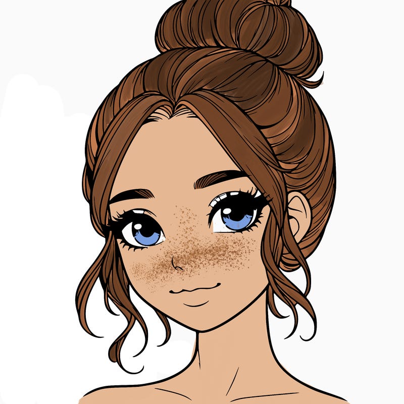 realistic pretty girl with hair in bun