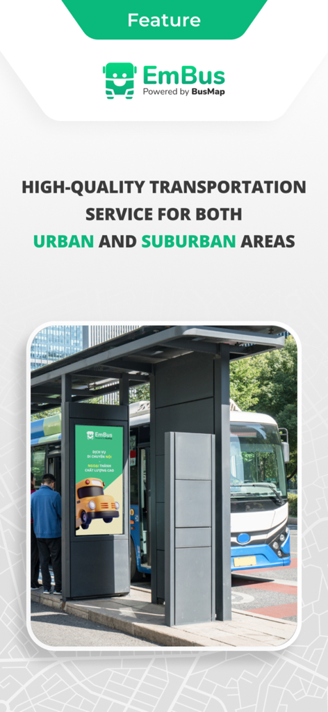 BusMap - Transit & Bus Ticket - Modern bus stop display for EmBus urban and suburban transit service