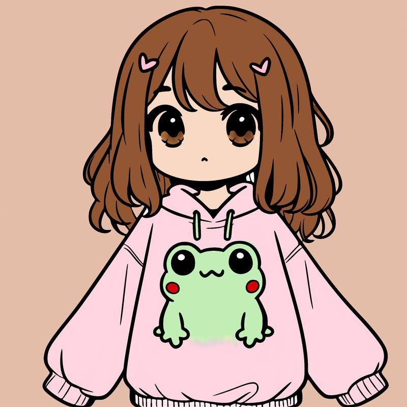 girl wearing frogging sweatshirt