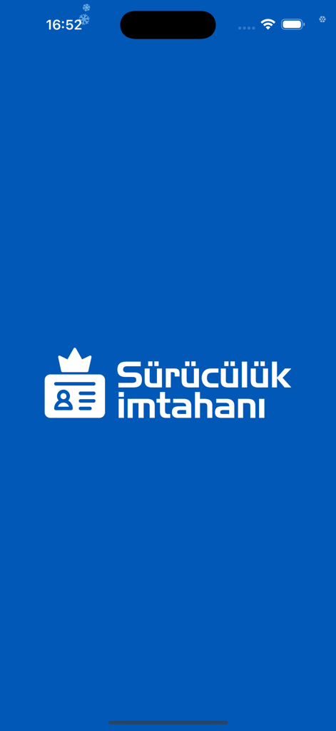 Sürücülük İmtahanı Online - Suruculuk Imtahani Online app logo on blue splash screen