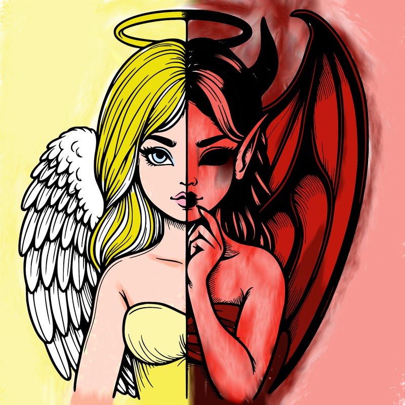 realistic angel half demon