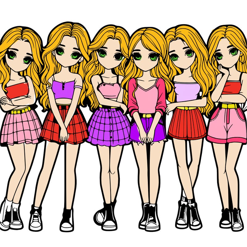 a group of girls realistic