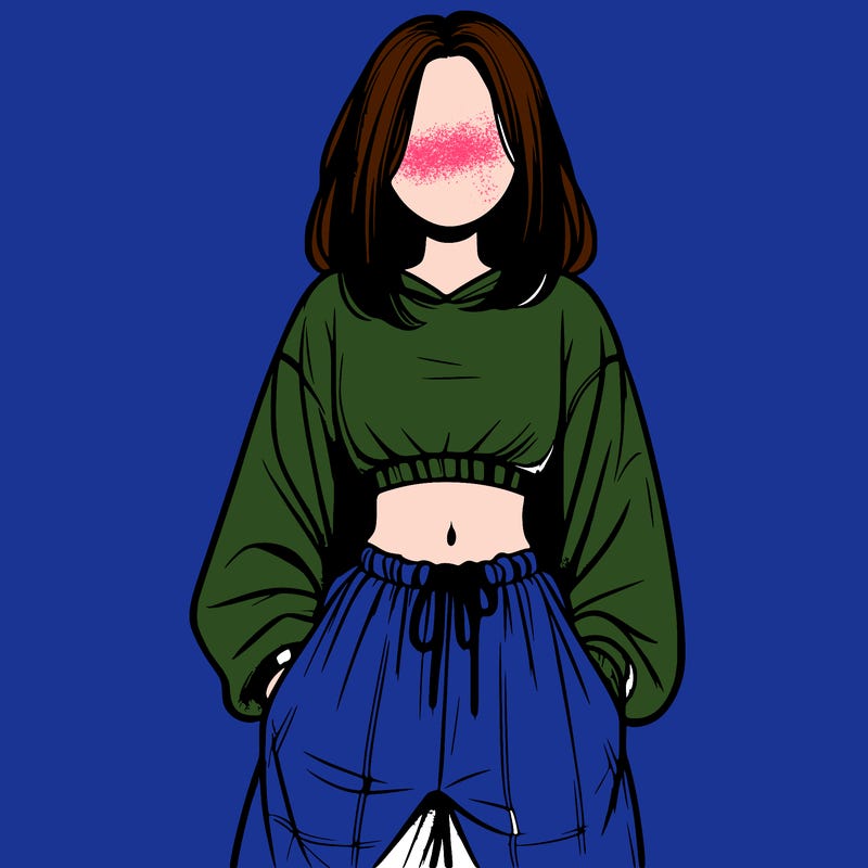 realistic girl faceless with baggy pants and a crop top