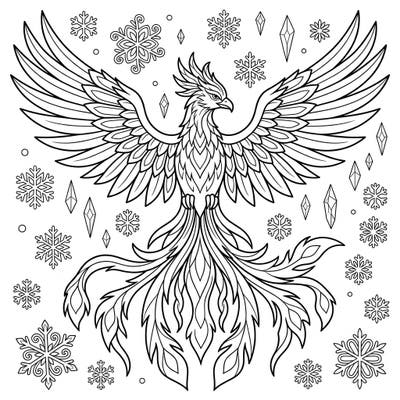 Unleash your imagination with this stunning Ice Phoenix coloring page, perfectly crafted for young artists aged 4-8. Featuring bold lines and enchanting details, it offers a magical journey into a frozen wonderland.