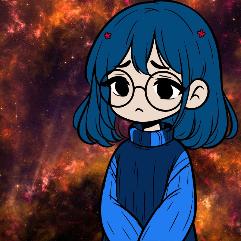 sad girl with glasses in a sweater