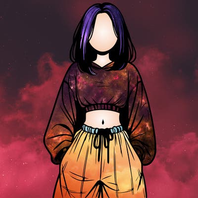 realistic girl faceless with baggy pants and a crop top