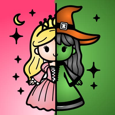 split princess and witch