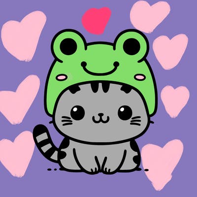 cat with frog hat