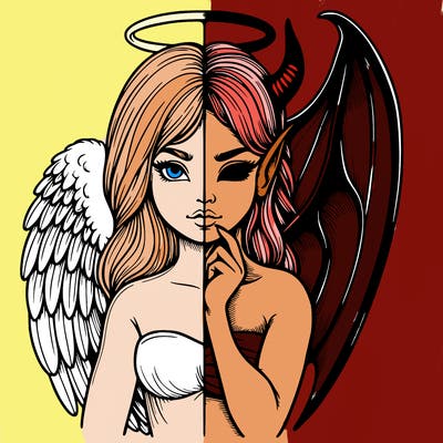 realistic angel half demon