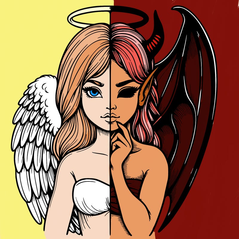 realistic angel half demon