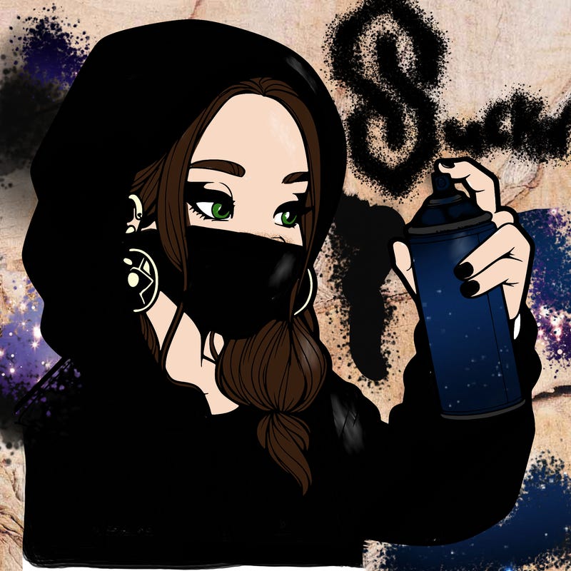 a realistic girl, spray painting