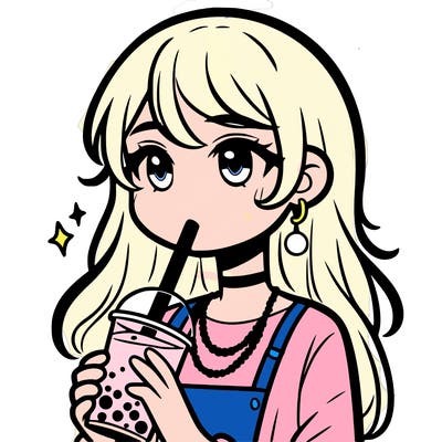 teenage girl drinking boba
