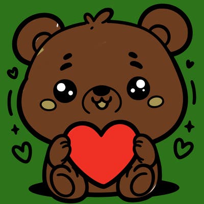a cute bear holding a heart