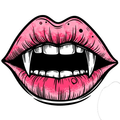 lips with vampire teeth