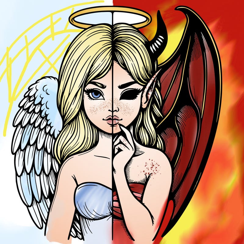 realistic angel half demon