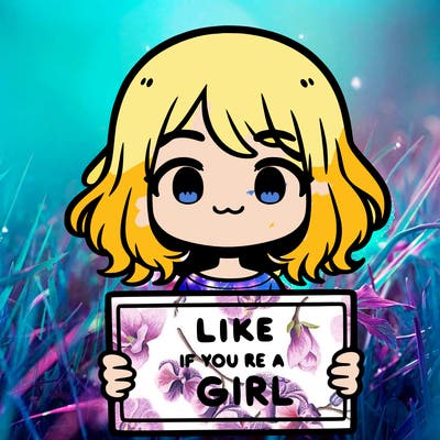 a cute girl holding a sign that says like if you’re a girl