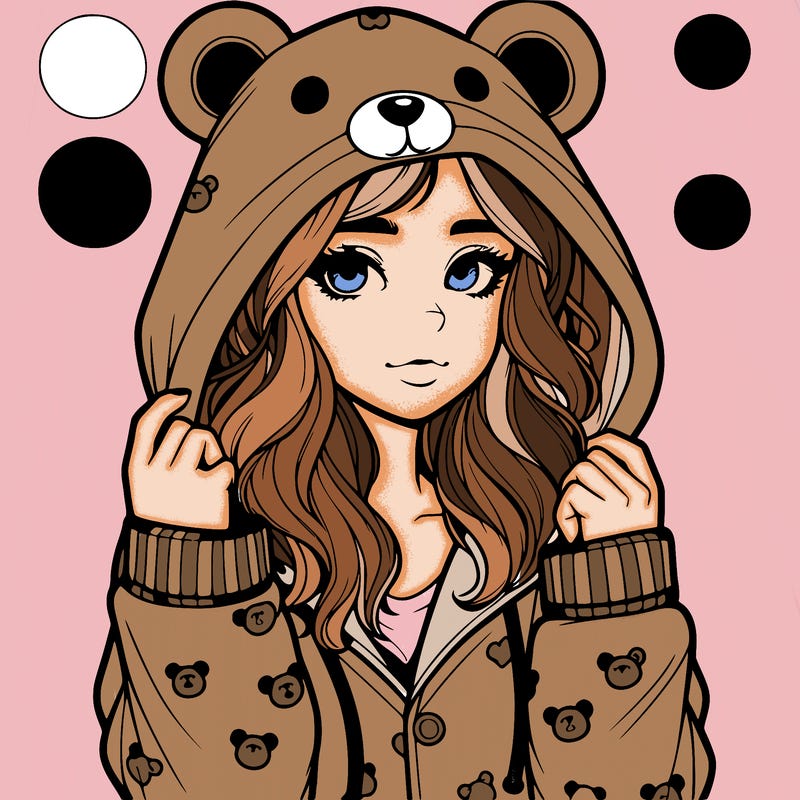 realistic girl in a animal pjs hoodie