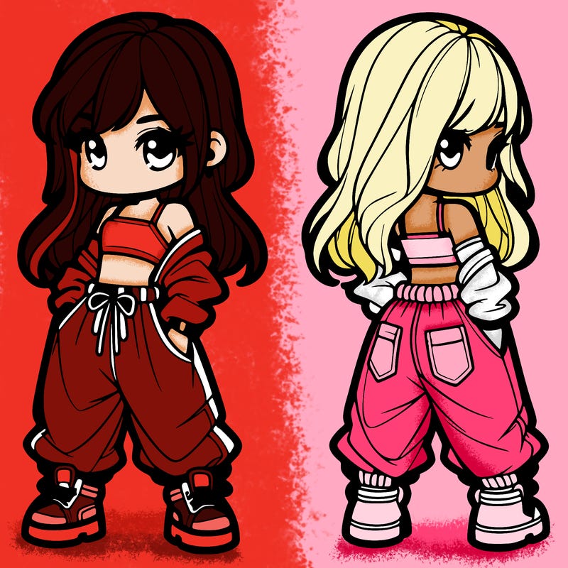 girl in crop top and baggy pants