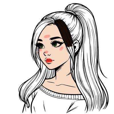 realistic girl with a high ponytail