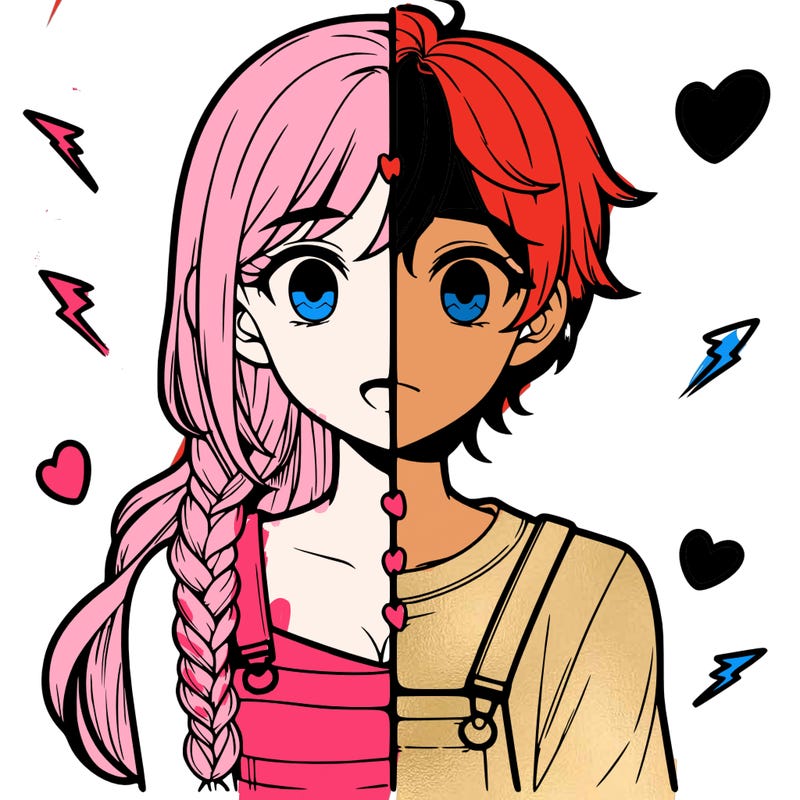 realistic girl boy split