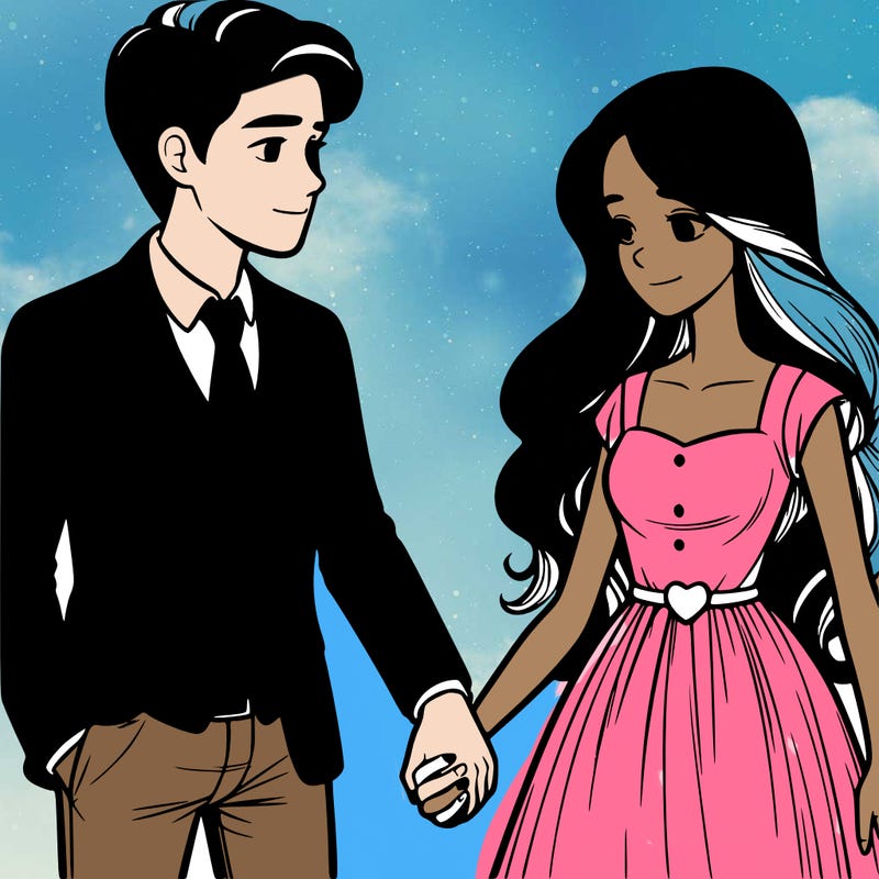 a realistic man and woman holding hands