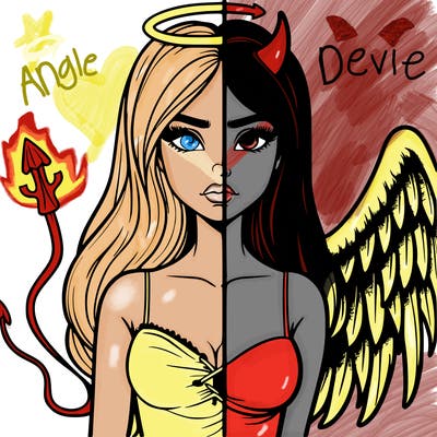 devil vs angel realistic girl