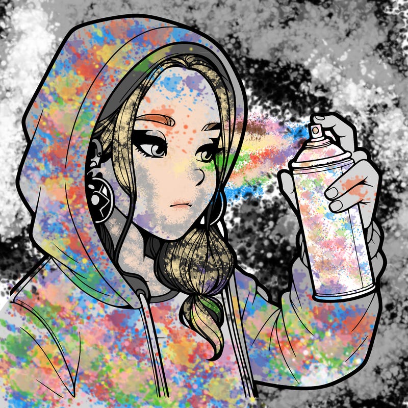 a realistic girl, spray painting