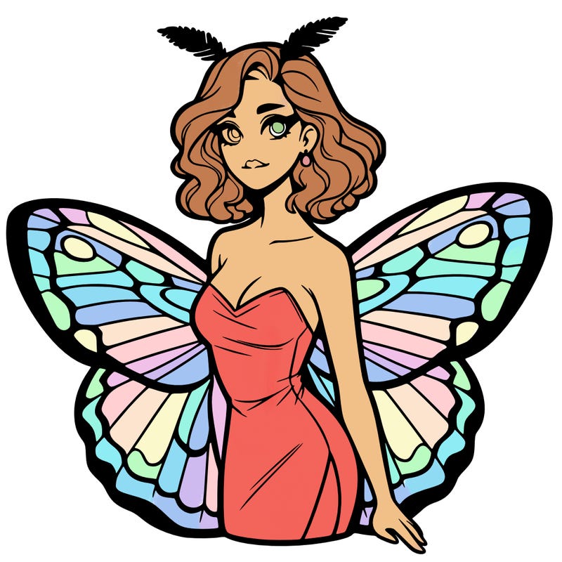 woman with moth wings