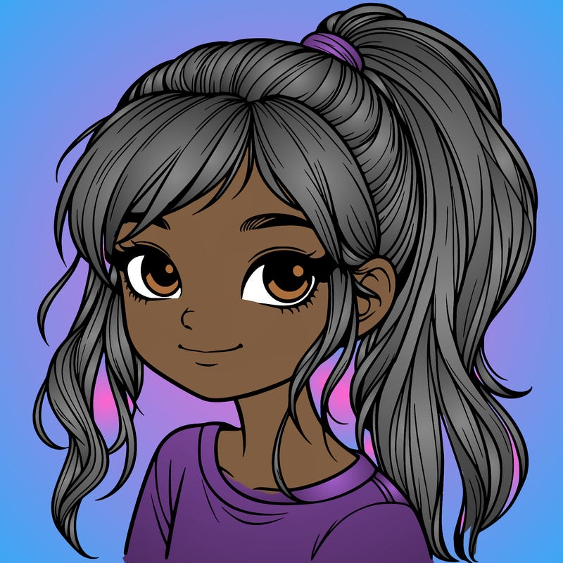 realistic girl with ponytail