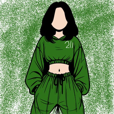 realistic girl faceless with baggy pants and a crop top