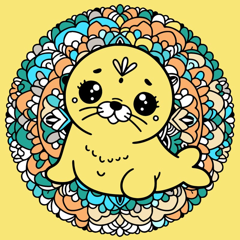 a cute baby seal mandala