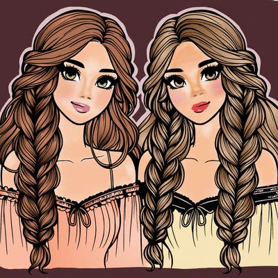 sisters beautiful loose braids realistic