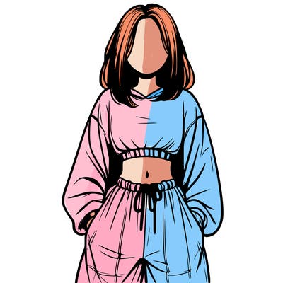 realistic girl faceless with baggy pants and a crop top