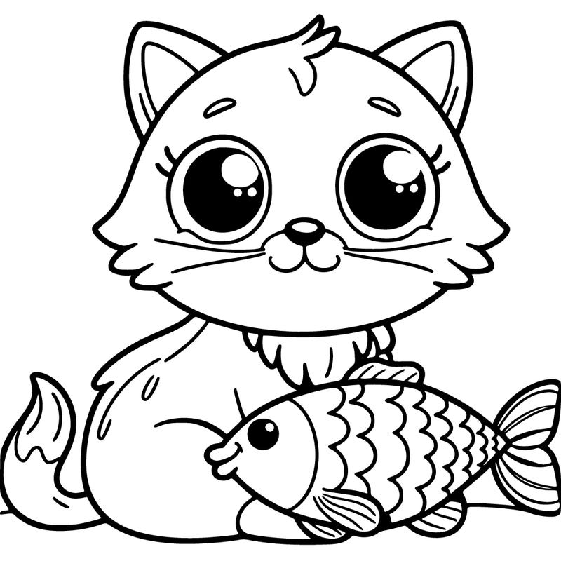 a cat with a fish