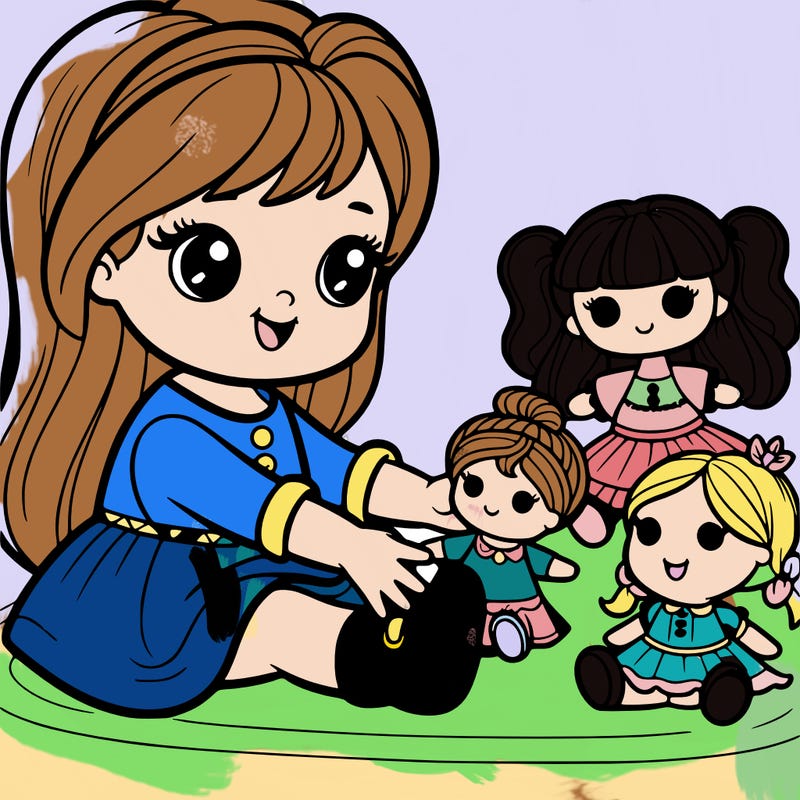 a girl playing with dolls
