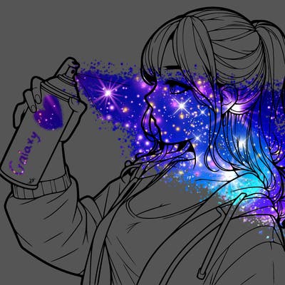 a realistic girl spray, painting