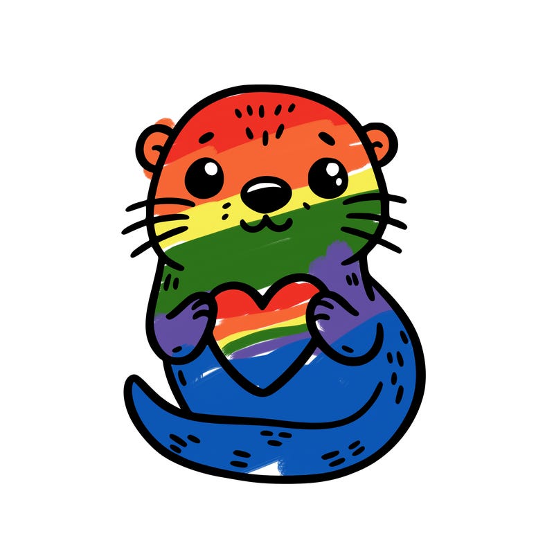 otter with a heart