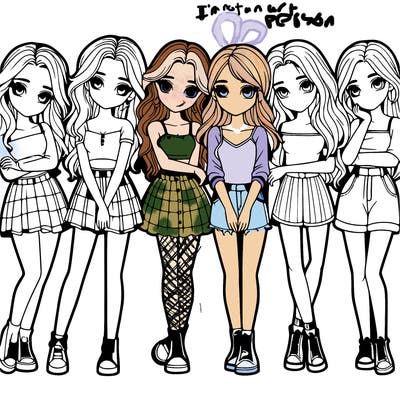 a group of girls realistic