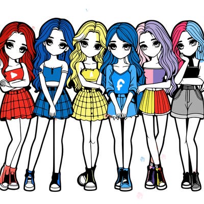 a group of girls realistic