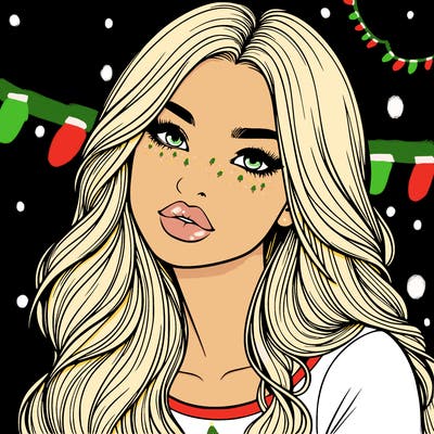 realistic girl with hair on her hair and lips