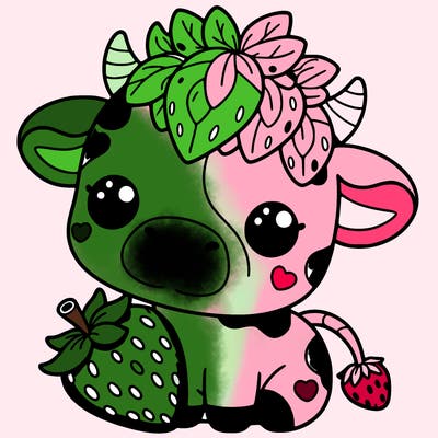 cute strawberry cow