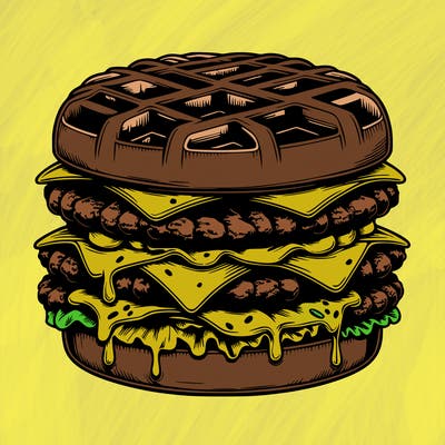 realistic waffle burger