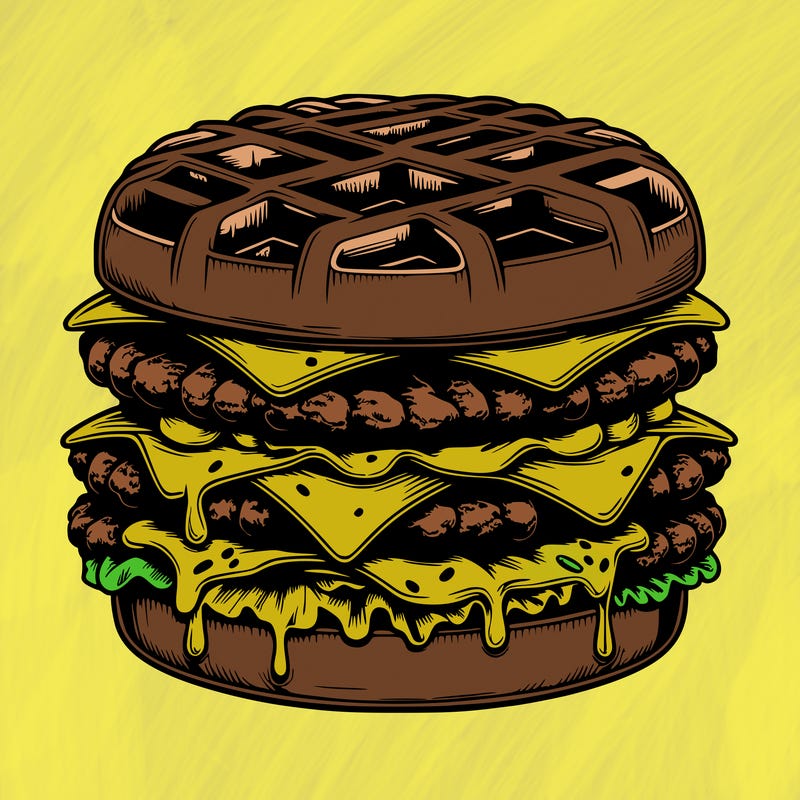 realistic waffle burger
