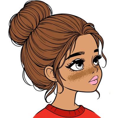 realistic girl with bun