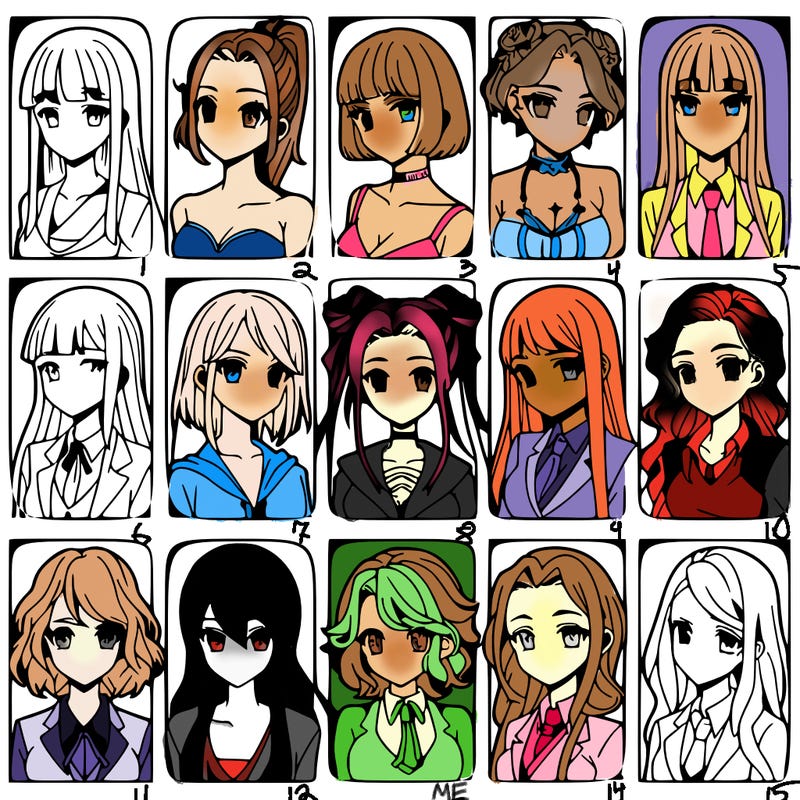 girls that look diffrent anime